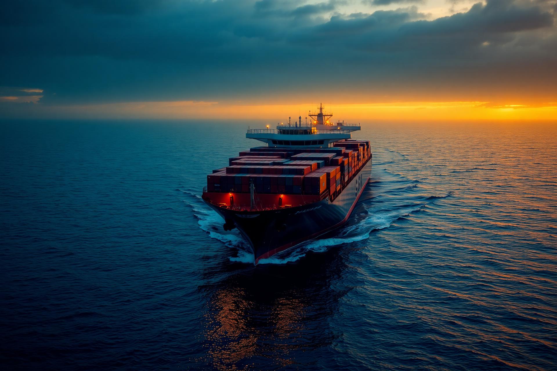 Container ship at sea